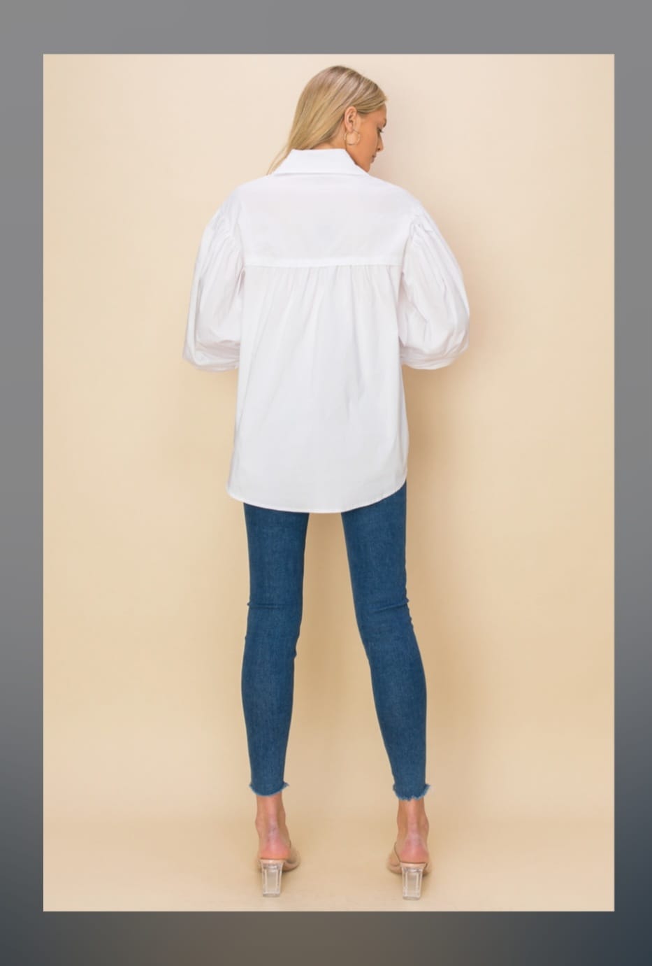 White fancy sleeve blouse
