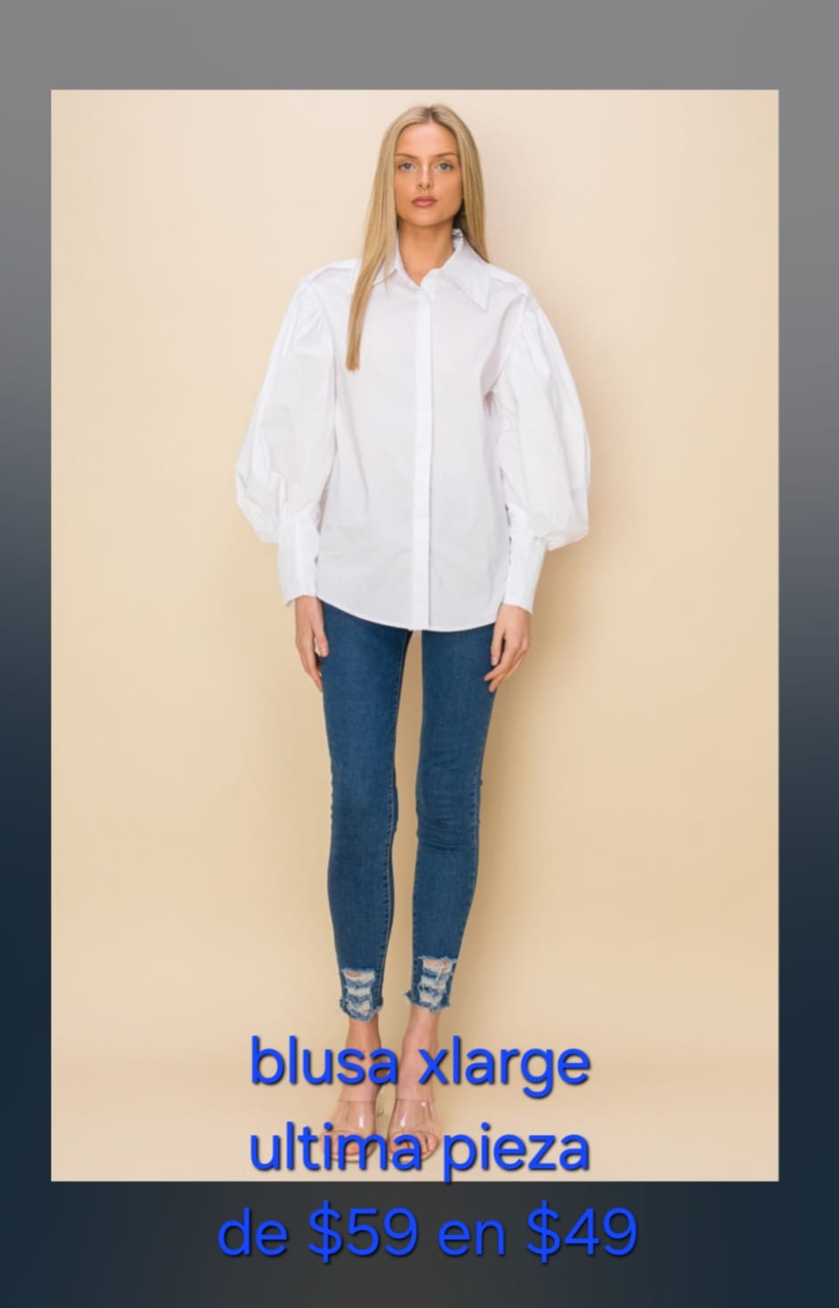 White fancy sleeve blouse