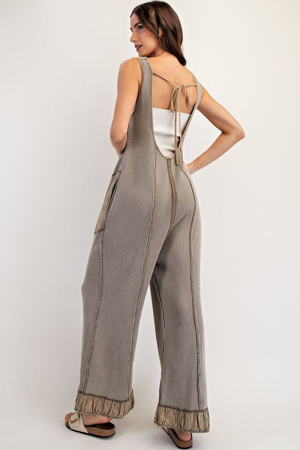 Color washed olive jumpsuit