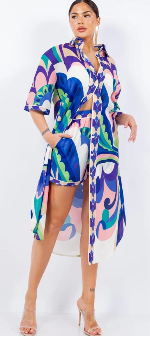 Shirt dress short set versatil