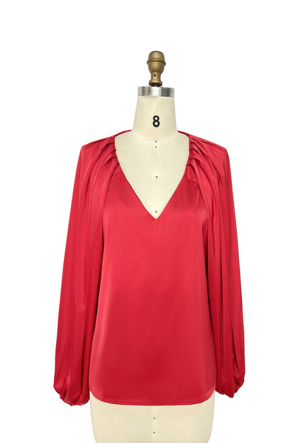 Loose Fit V-neck Pleating Blouse
