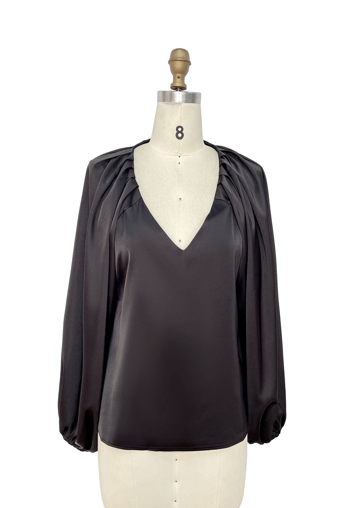 Loose Fit V-neck Pleating Blouse