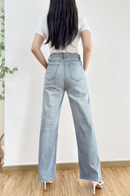 Lace Patchwork Straight Denim