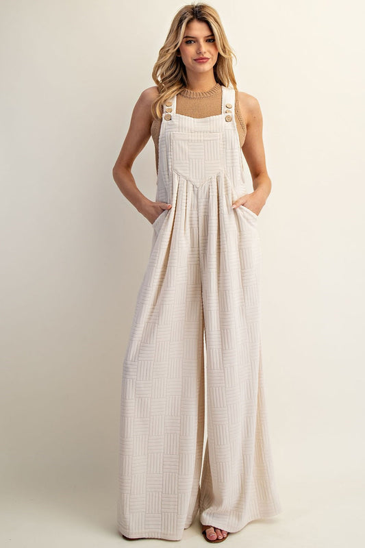 Textured Sleeveless Wide Leg Jumpsuit