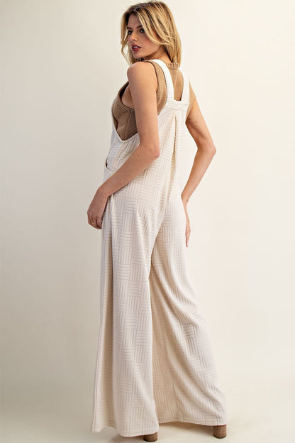 Textured Sleeveless Wide Leg Jumpsuit