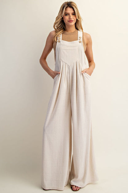 Textured Sleeveless Wide Leg Jumpsuit