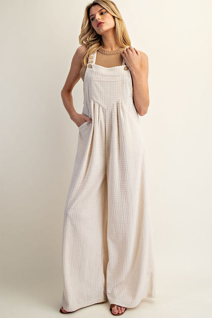 Textured Sleeveless Wide Leg Jumpsuit