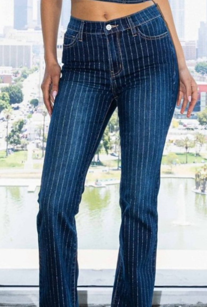 Vibrant thin metallic lines jeans