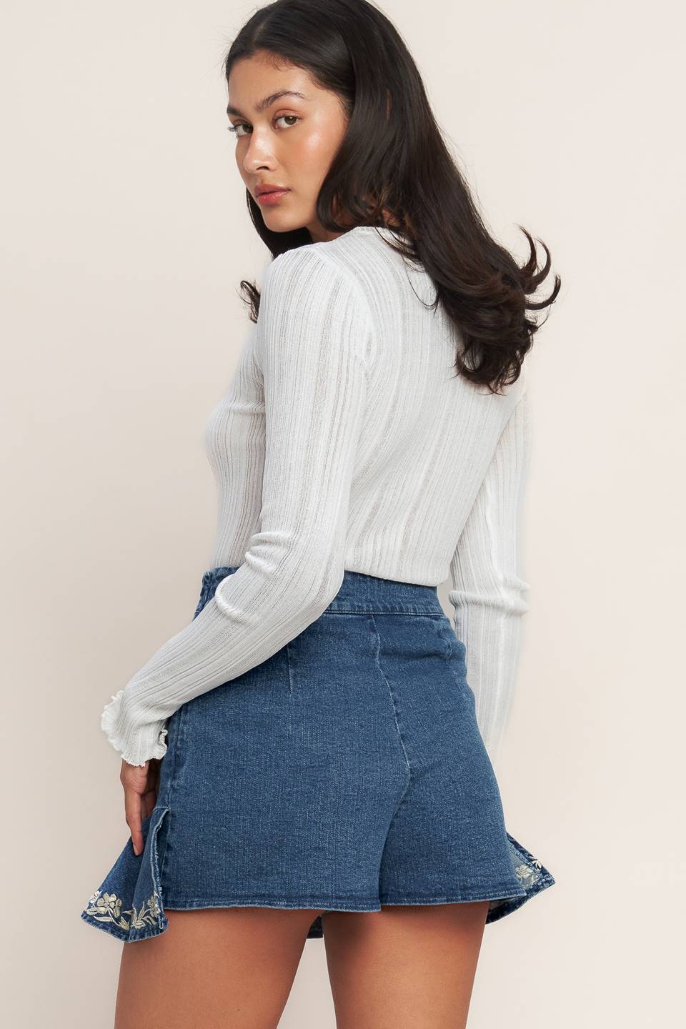 Flowerly Denim Skort