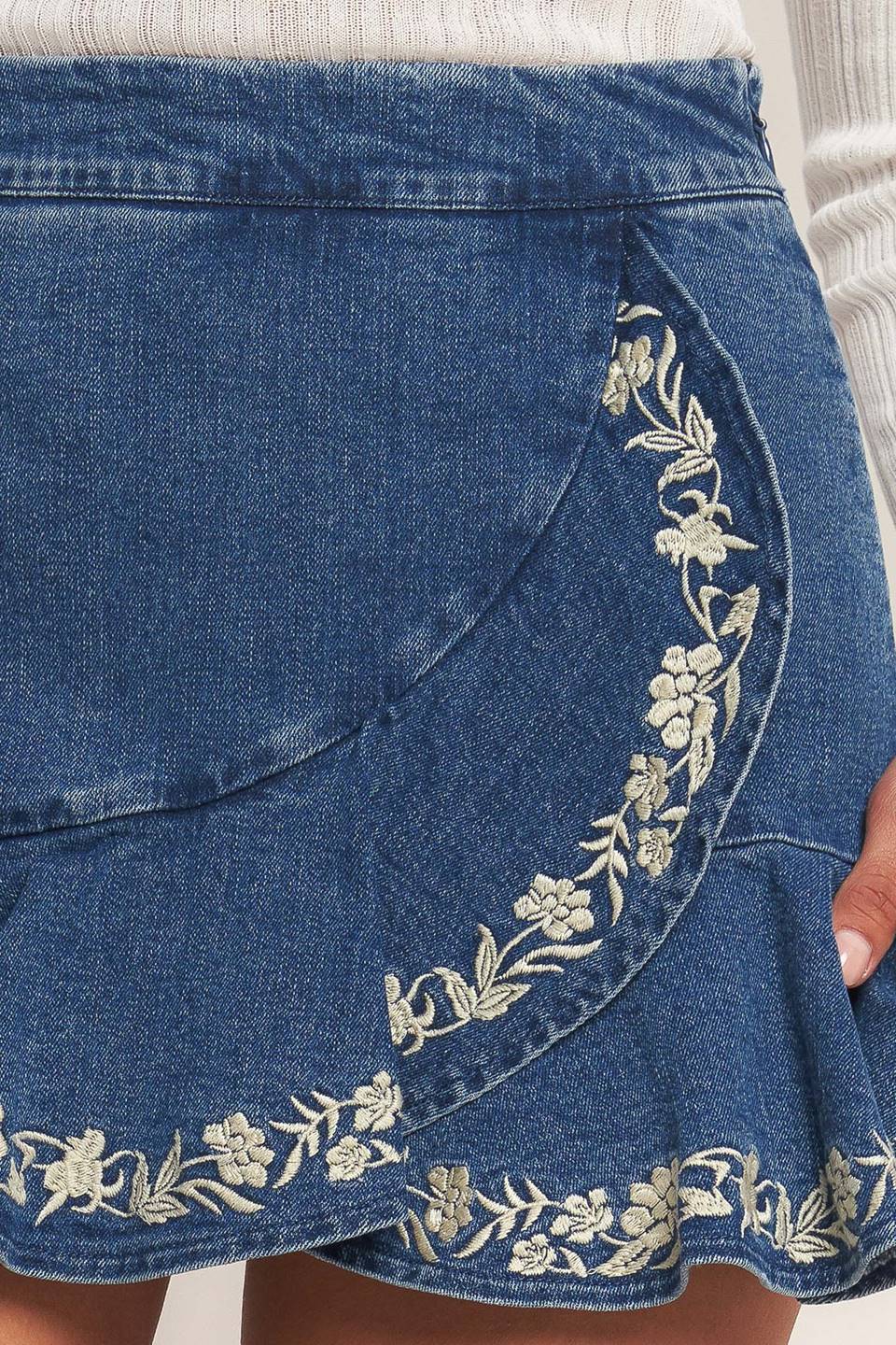 Flowerly Denim Skort