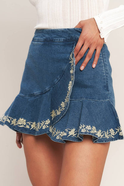 Flowerly Denim Skort