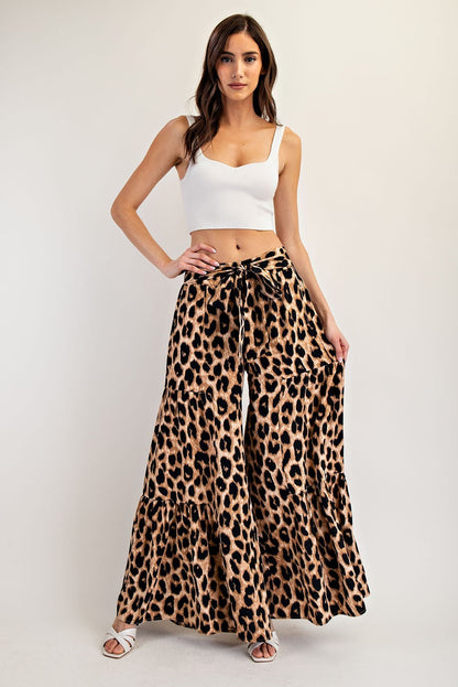 Leopard Tiered Wide Leg Pants