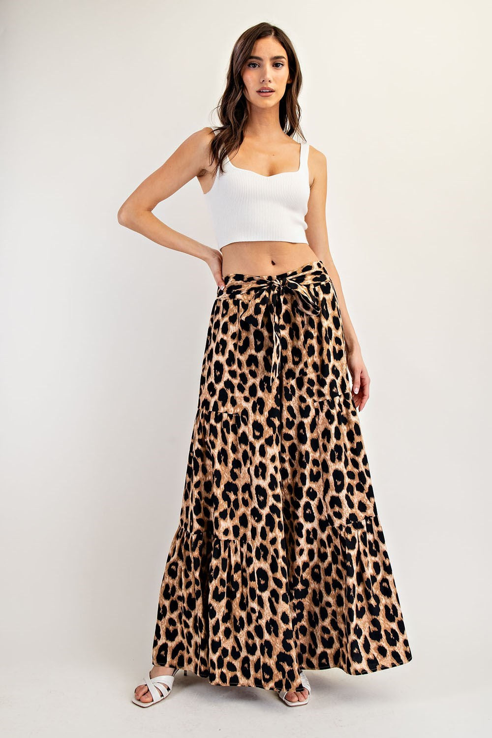 Leopard Tiered Wide Leg Pants