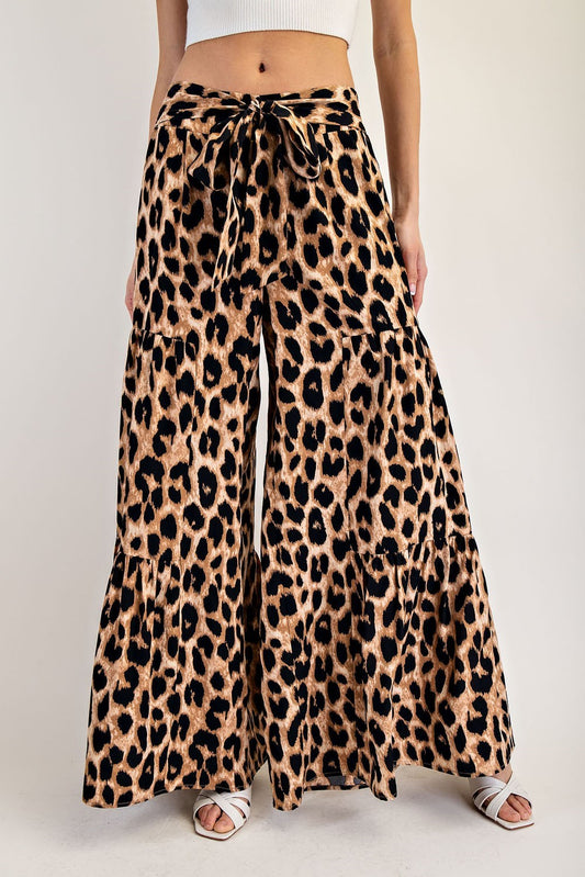 Leopard Tiered Wide Leg Pants