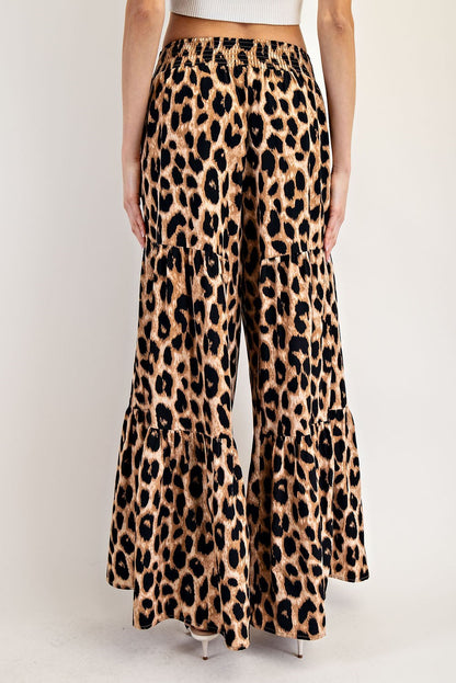 Leopard Tiered Wide Leg Pants