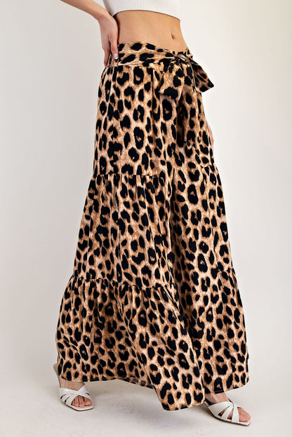 Leopard Tiered Wide Leg Pants