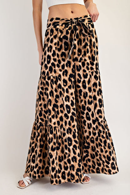 Leopard Tiered Wide Leg Pants