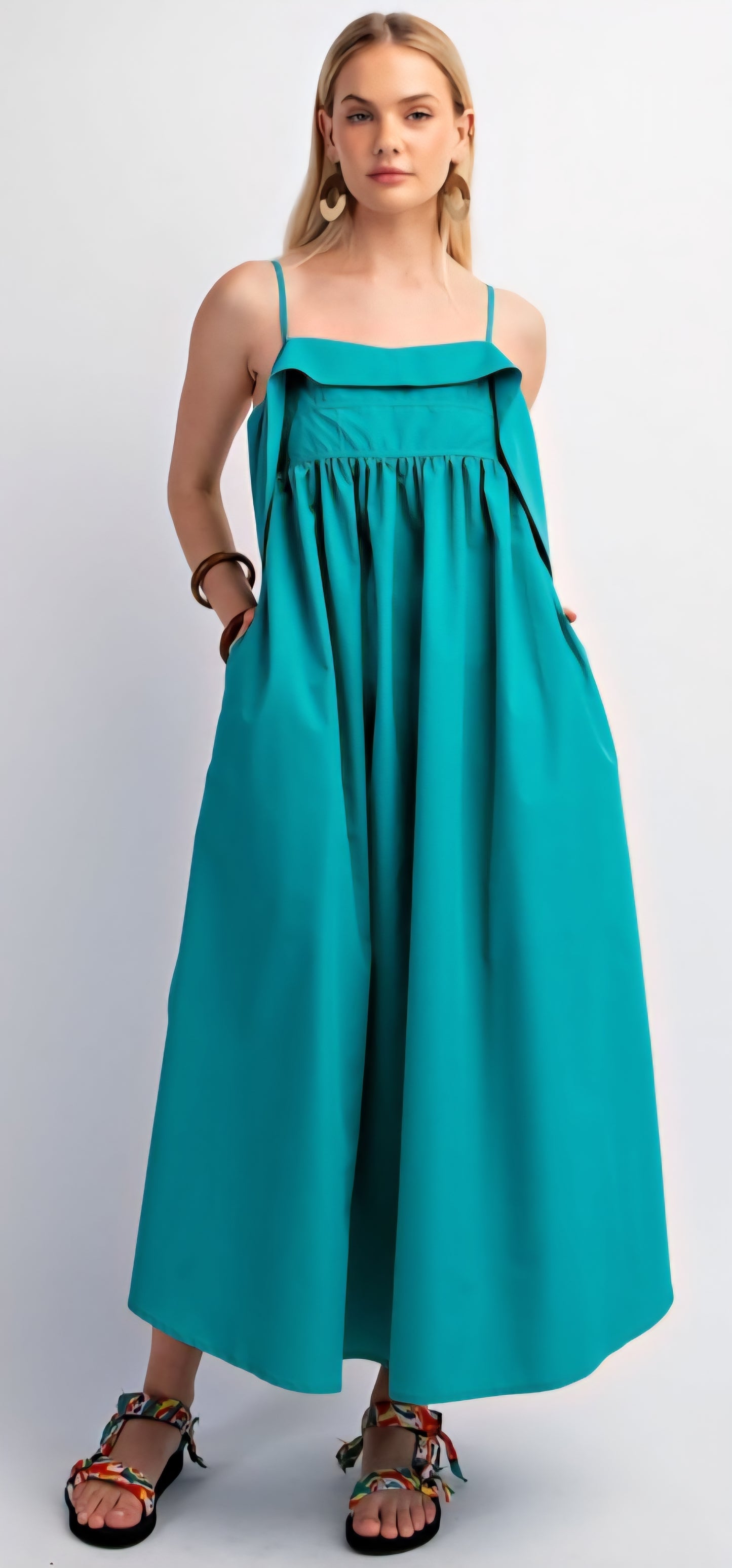 Teal midi original side dress