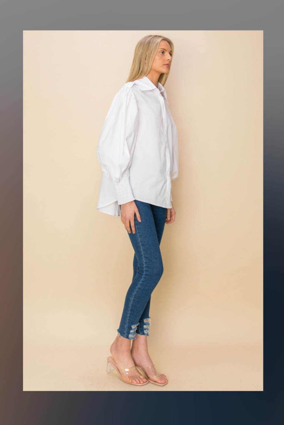 White fancy sleeve blouse