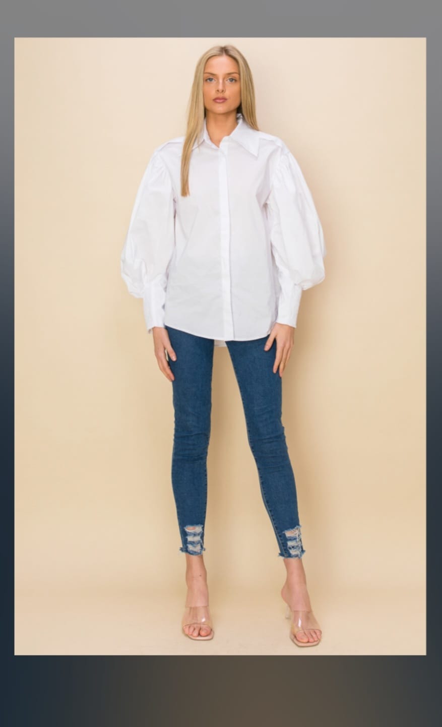 White fancy sleeve blouse