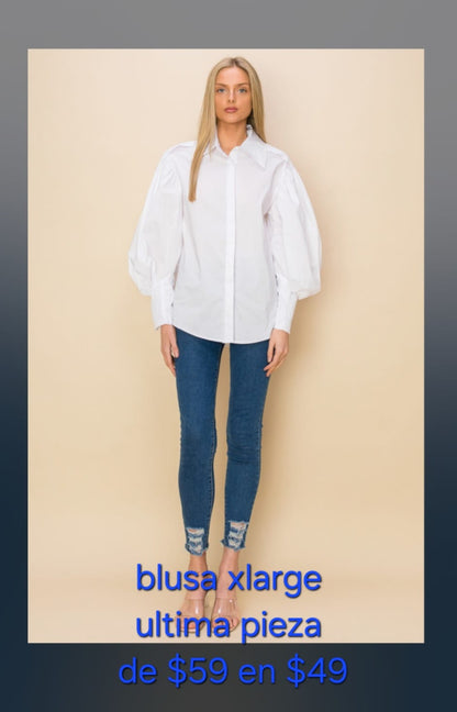 White fancy sleeve blouse