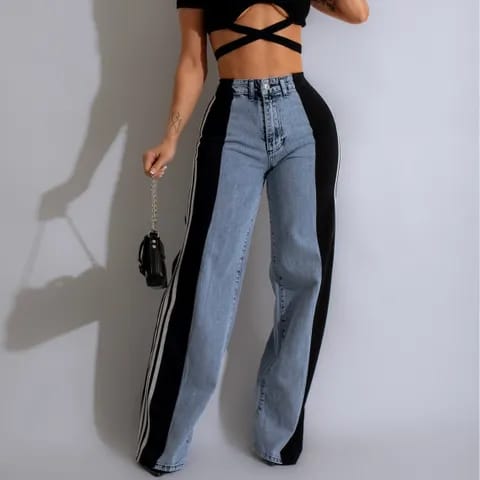 Contrast black and white line jean