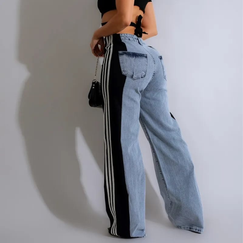 Contrast black and white line jean