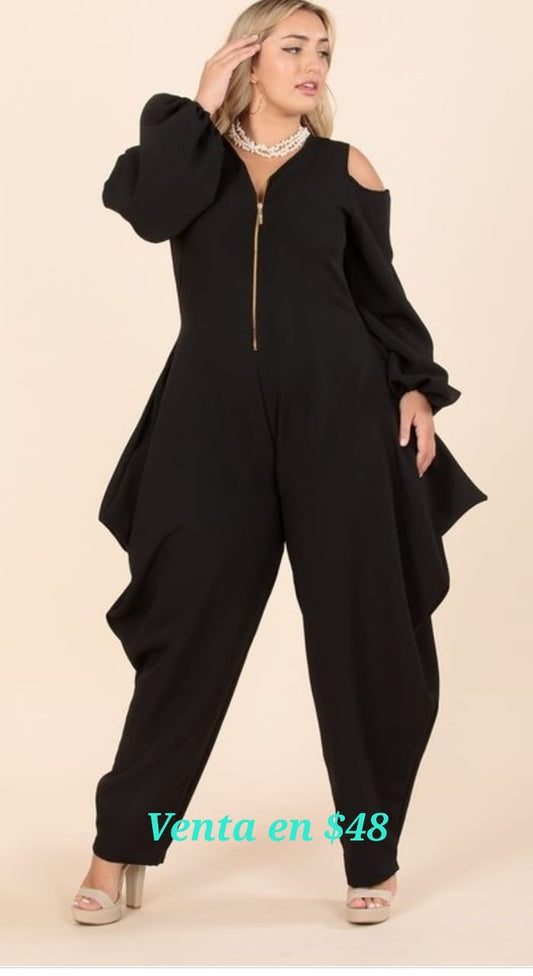 Cutout sleeveblack Jumpsuit
