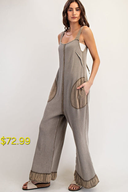 Color washed olive jumpsuit
