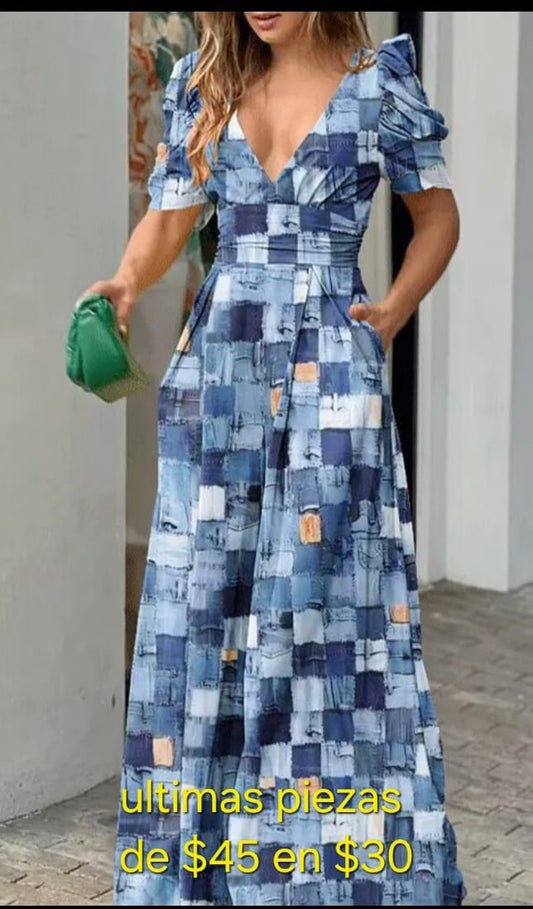 Denim apperance jumpsuit