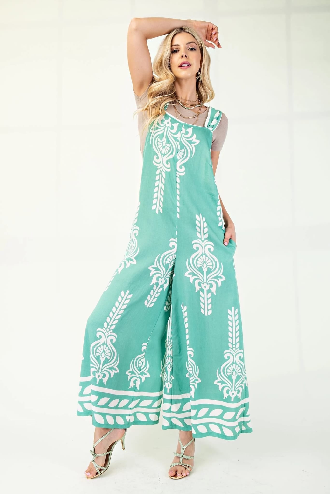 Printed Jumpsuit with tie back