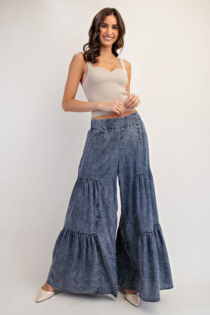 Denim wide pants