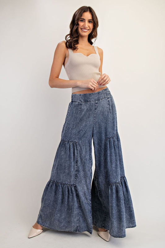 Denim wide pants