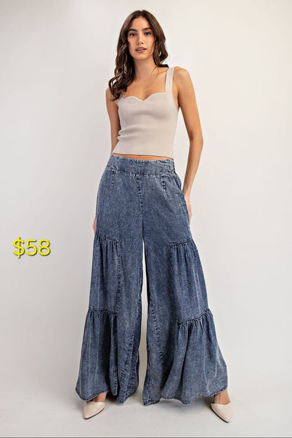 Denim wide pants