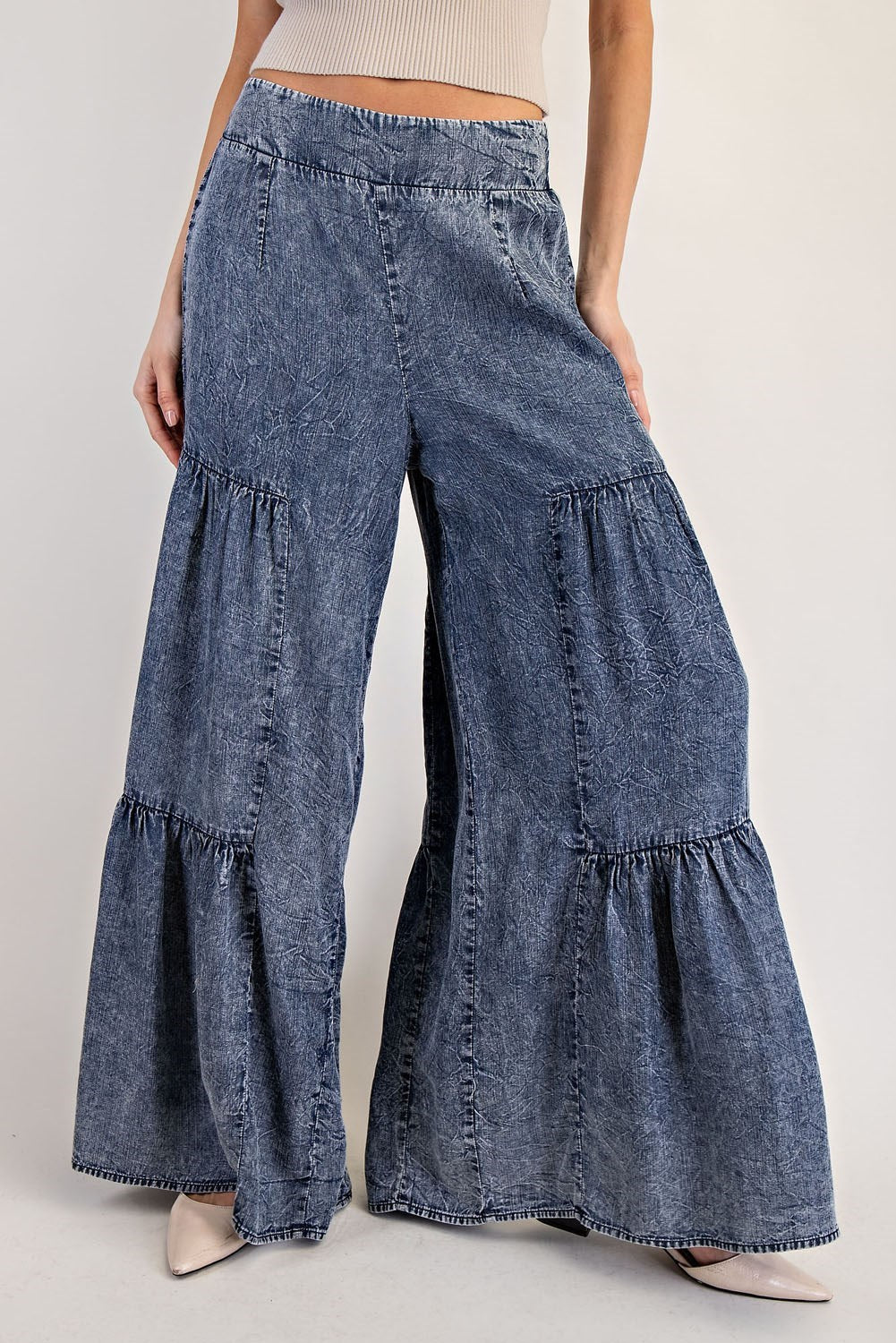 Denim wide pants