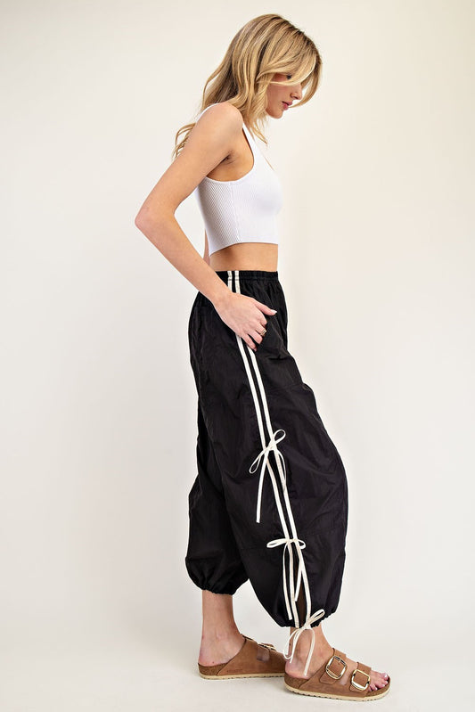 Striped side bow windbreaker pants