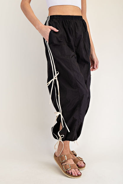 Striped side bow windbreaker pants