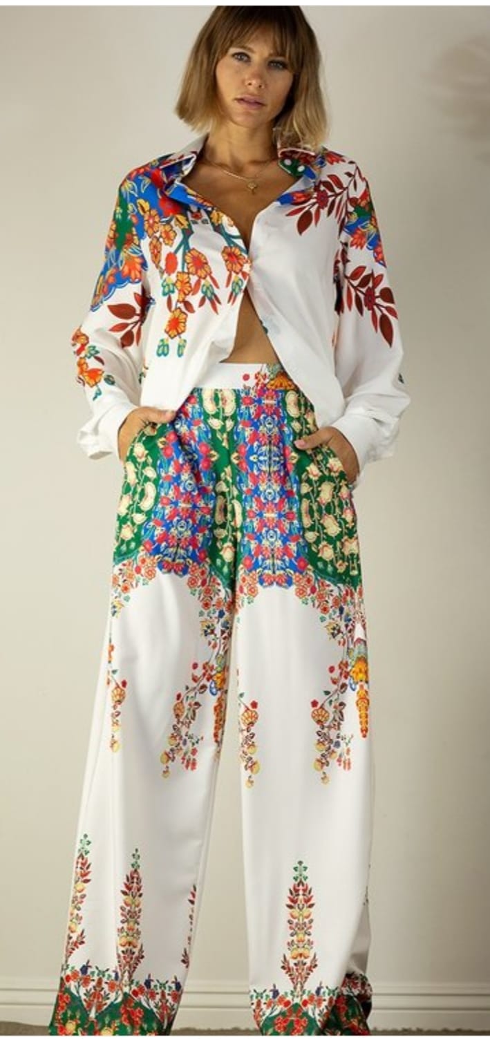 Flowerly white Pants Mulla