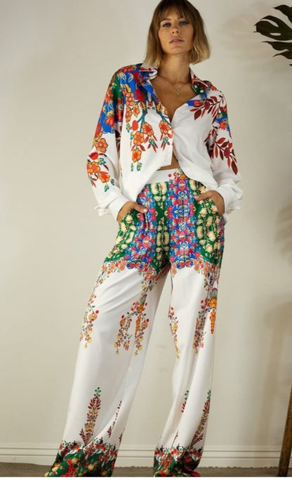 Flowerly white Pants Mulla