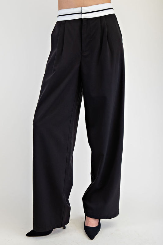 Black pant with white waist
