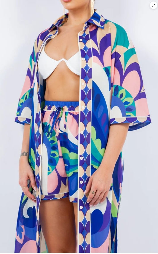Shirt dress short set versatil