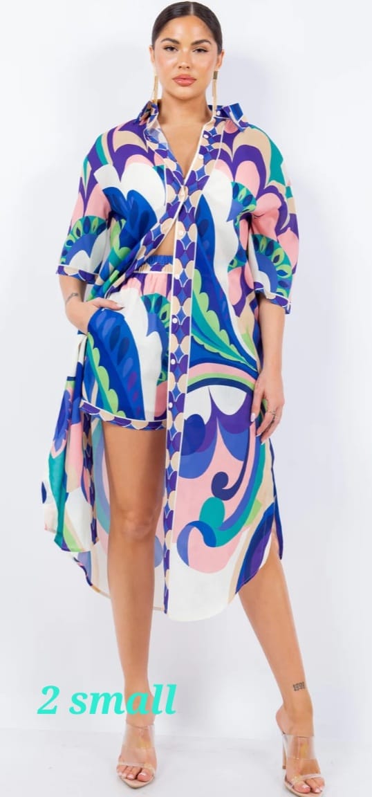 Shirt dress short set versatil