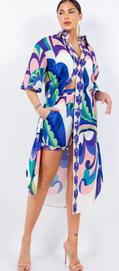 Shirt dress short set versatil