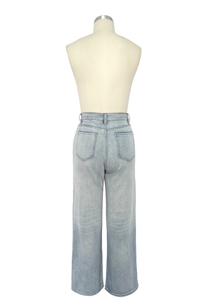 Lace Patchwork Straight Denim