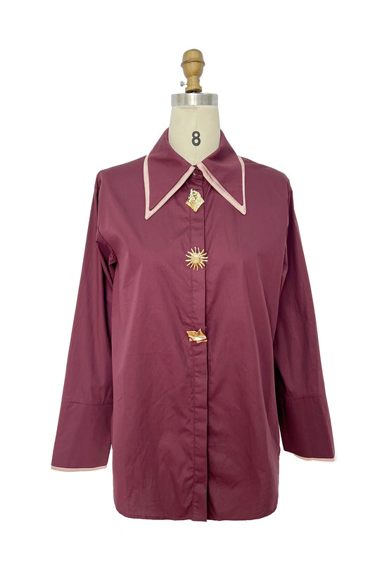 Contrast Trim Sun and Charm Button Shirt