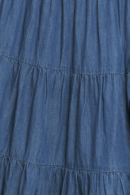 Denim maxi skirt/ you can wear like strapless dress