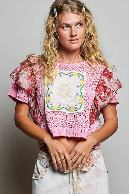 crochet ruffle sleve top
