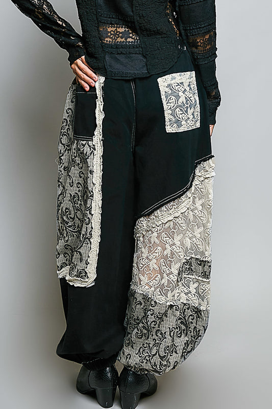 Patchwork pants negro