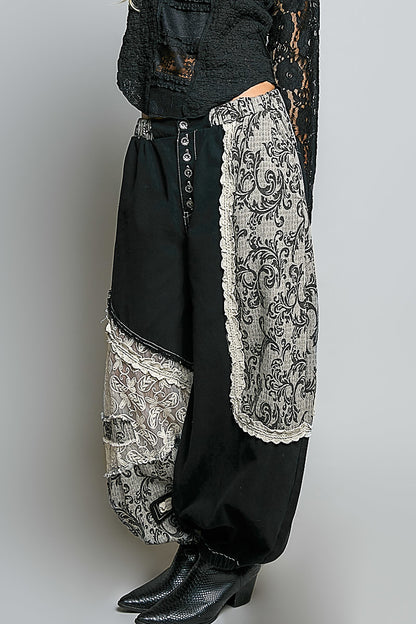 Patchwork pants negro