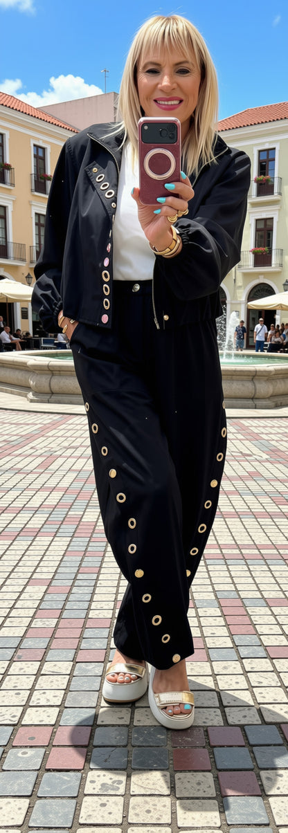 Black barrel pant set